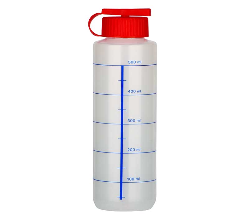 Pramol, Dosierflasche mit ml Einteilung, rot, 0.5l