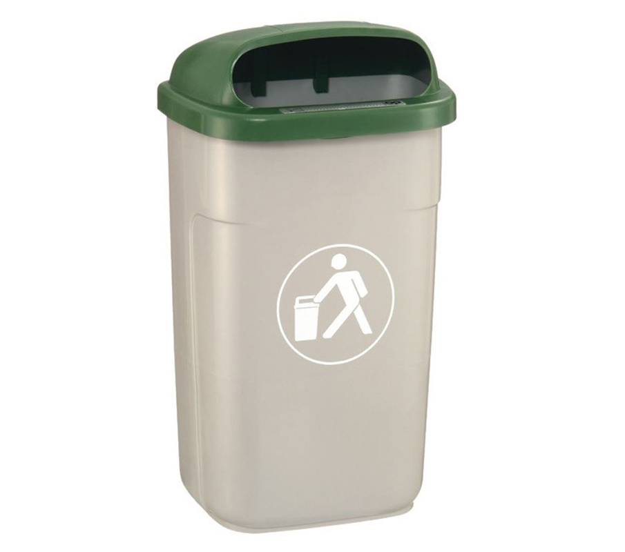 Abfallbehälter f. d. öffentl. Bereich, grün/grau